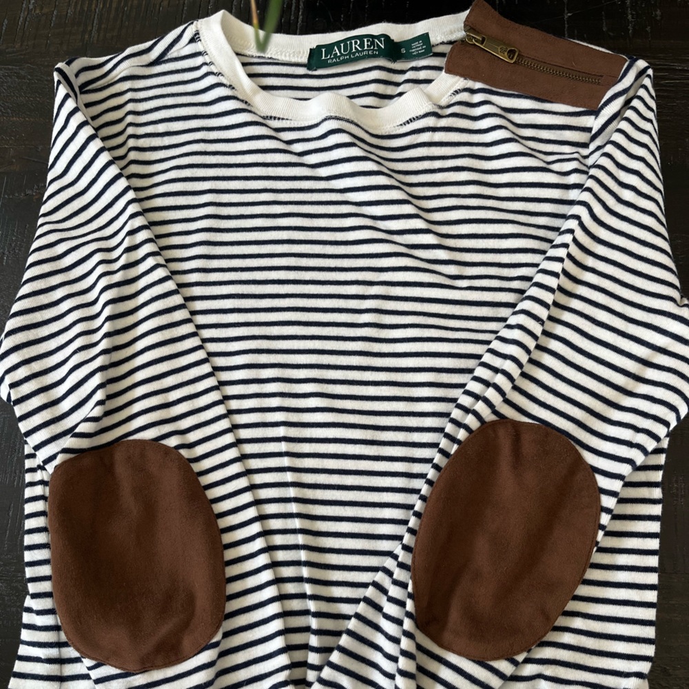 Ralph Lauren lightweight sweater striped elbow patches size S